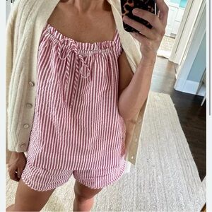 LAKE Alice Pajama PJ Set in Cardinal Seersucker Size XL 100% Cotton